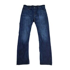 Levis 504 Jeans Men's 36x36 Dark Blue Wash Distressed Denim Pants Straight